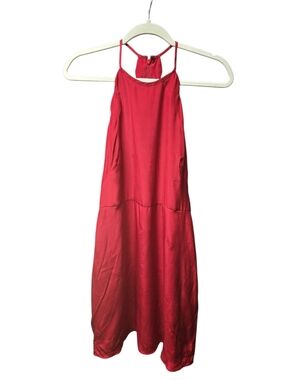 Alice & Trixie 100% Silk Red Halter Midi Dress Sz. S
